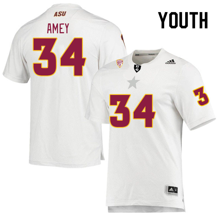 Youth #34 Myles Amey Arizona State Sun Devils College Football Jerseys Stitched Sale-White - Click Image to Close